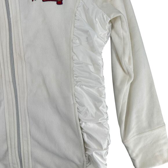 Cutter & Buck White Fleece Ruched Satin Sides Braves Zip Sweatshirt Jacket XL - Picture 2 of 7